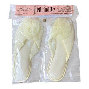 DeadStock New Dearfoams Women's Vintage Yellow Slip on Slippers Size M 6.5 - 7.5